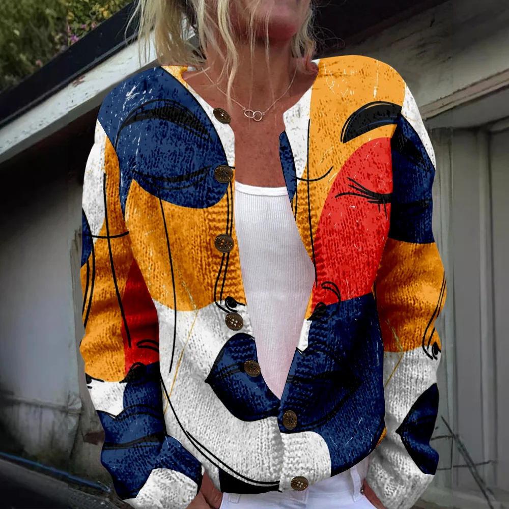 

Осень-зима вязаный художественный кардиган для лица винтажный повседневный свитер японская модная уличная одежда женские свитера вязаный топ джемперы