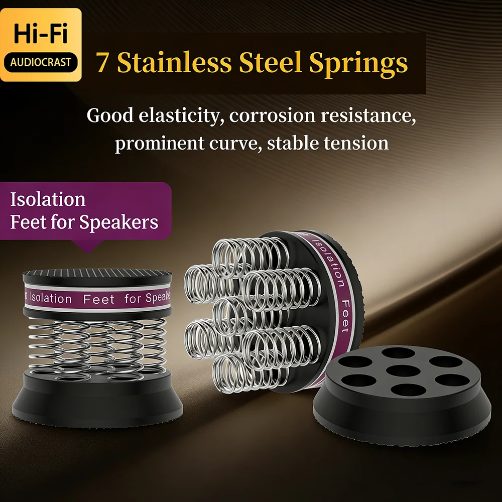 High Quality Audiocrast 4PCS Black Aluminum Spring Speakers Spikes Isolation Stand for HiFi Amplifier/Speaker/Turntable/Player