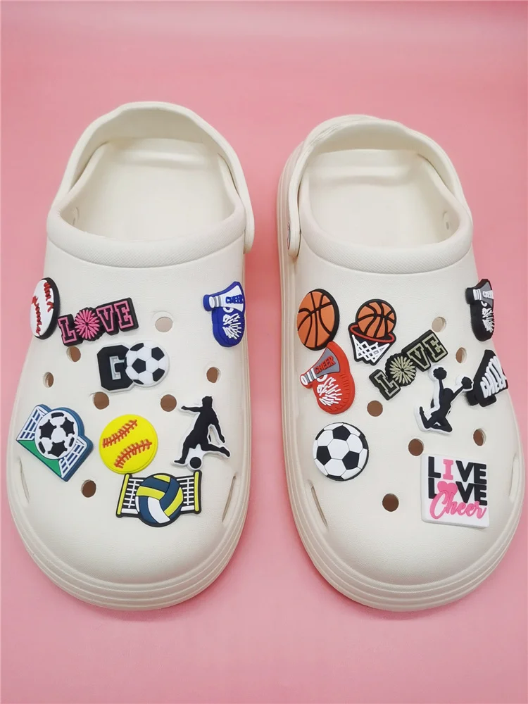 Funny Football Sports Shoe Charms Women Garden Shoes Decoration PVC Buckle Décor Diy Clog Accessories Fit Bracelet Kids Gifts