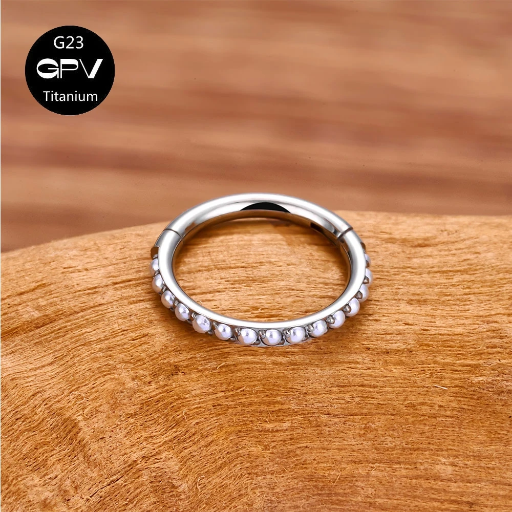 1/10PCS wholesale G23 Titanium Nasal Septum Ring Inlaid With Small Pearls Perforated Nose Rings And Earrings For Men And Women
