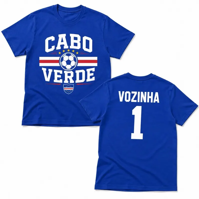 Adult and Kids - VOZINHA 1 Cabo Verde Soccer Jersey T-Shirt 2026 Summer 100% Cotton Men's Women's Y2K shirt Tops