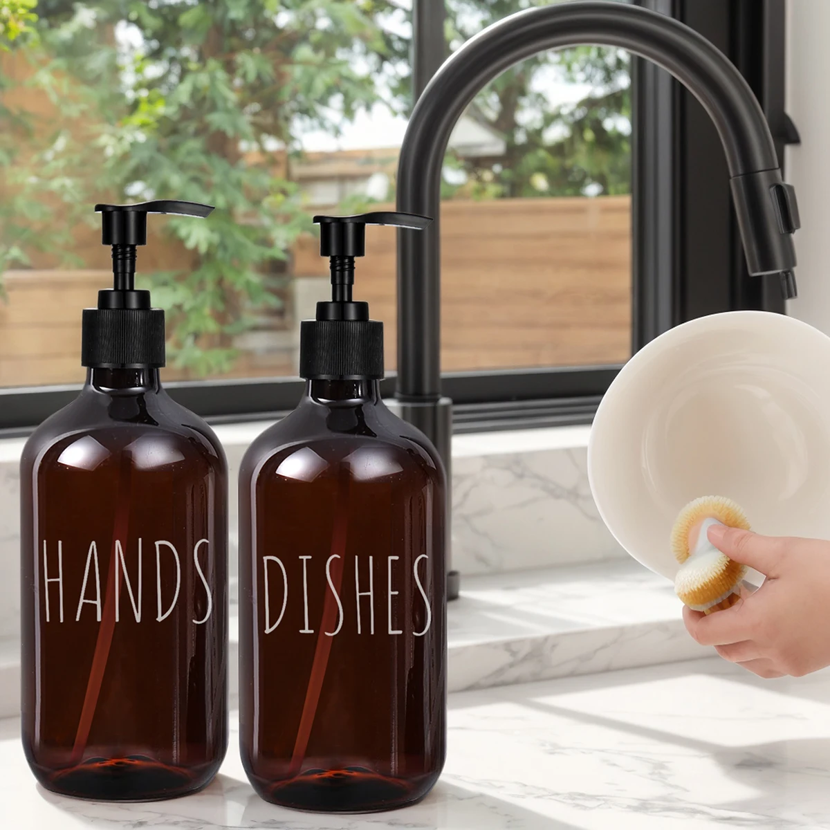 Hand & Dish Soap Dispenser, 2 Pack Large Capacity, Perfect for Bathroom & Kitchen, Kitchen Dish Washing Liquid Bottles