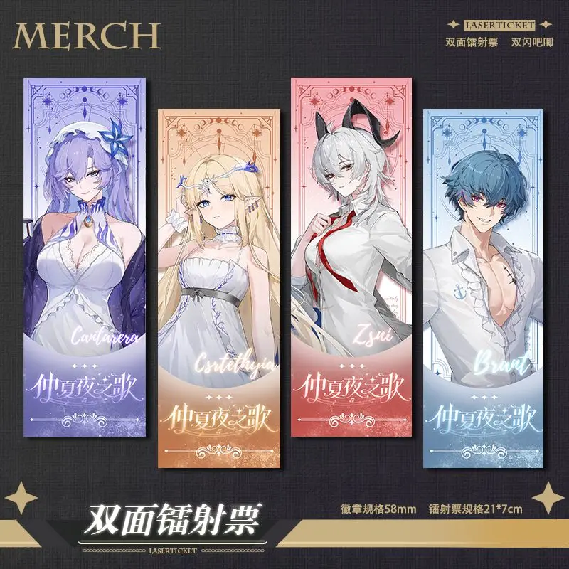 2PC Anime Wuthering Waves Cartethyia Cosplay Bookmark Laser Ticket Students School Supplies Stationery Pins Brooch Badge