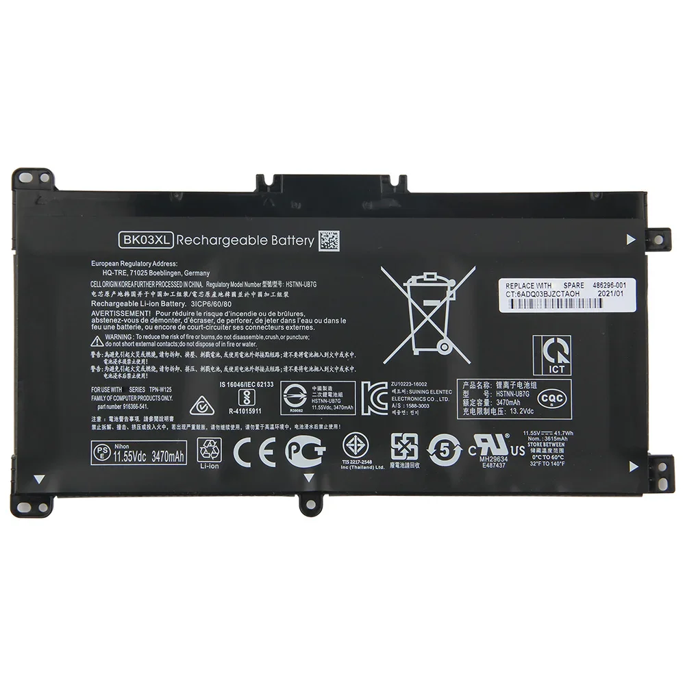 

Совершенно новый сменный аккумулятор BK03XL для HP Pavilion x360 14-BA 14M-BA HSTNN-UB7G HSTNN-LB7S TPN-W125 916811-855 3470 мАч