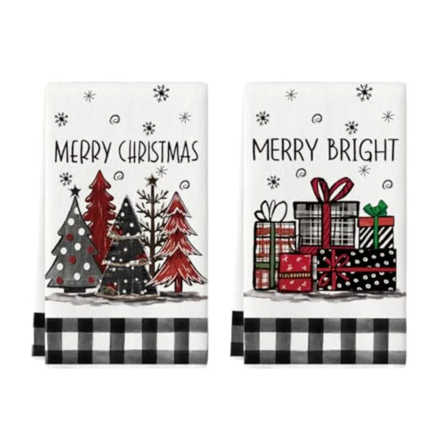 

Подарочная коробка с рождественской елкой, кухонные полотенца с Рождеством, полотенца для посуды 18x26 Ih Holiday, веселые яркие зимние украшения, набор полотенец для рук o