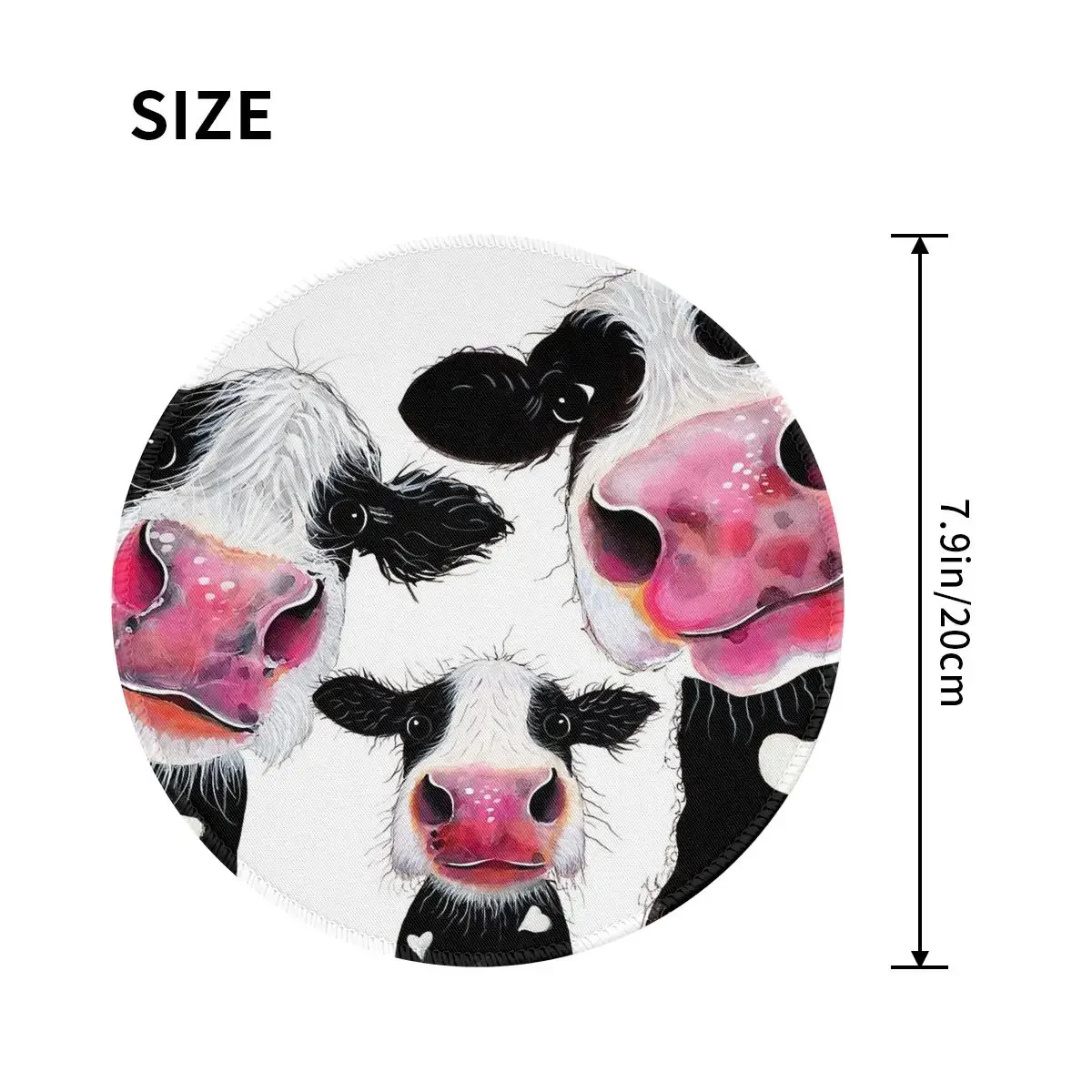 CoW PRiNT, ANiMaL PRiNT ' THe NoSeY FaMiLY ' BY SHiRLeY MacARTHuR Round Mouse Pad Computer Keyboard Mouse Mat Gamer PC Desk Mat