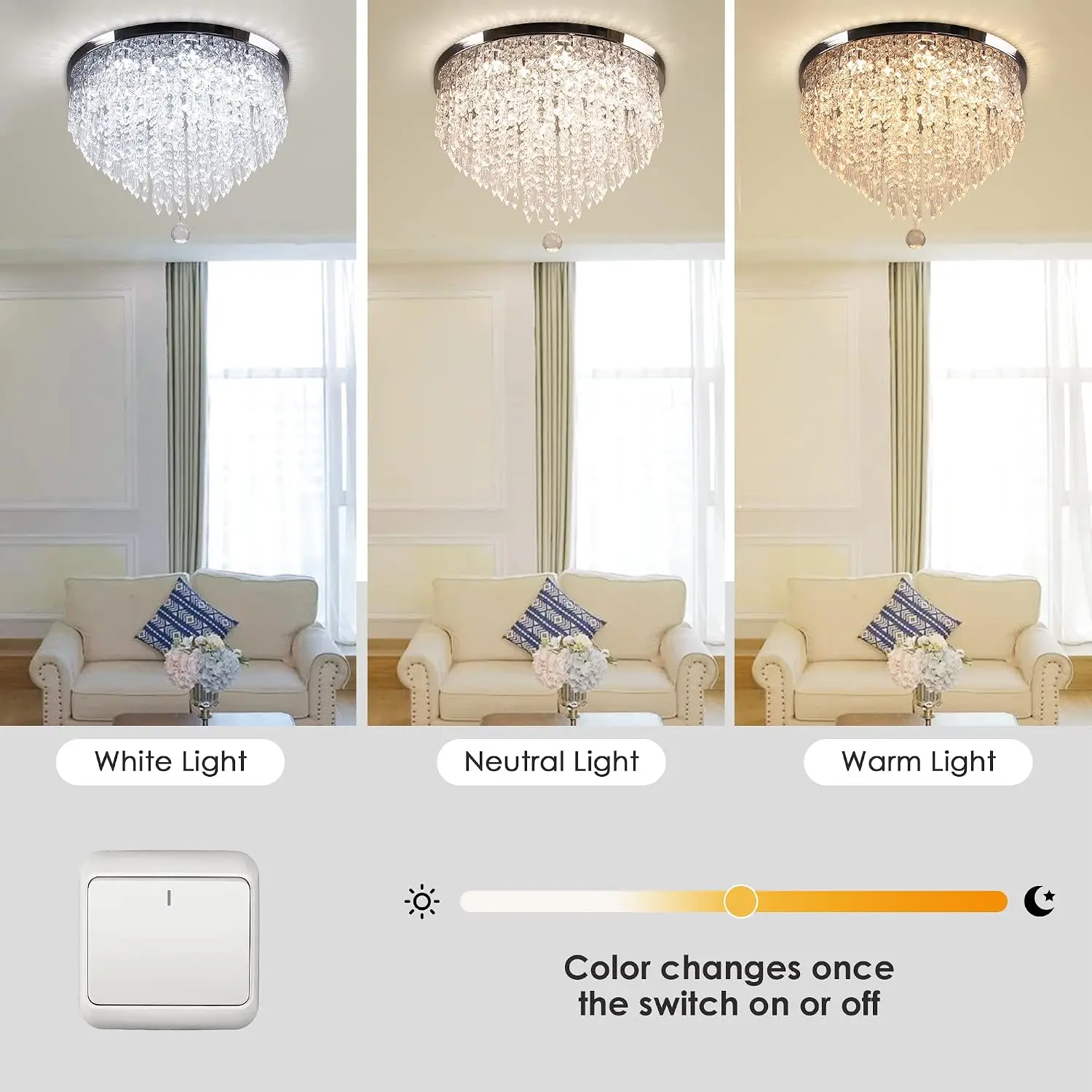 19.75-inch (about 50.0 cm) Modern Crystal Embedded Chandelier, Replaceable