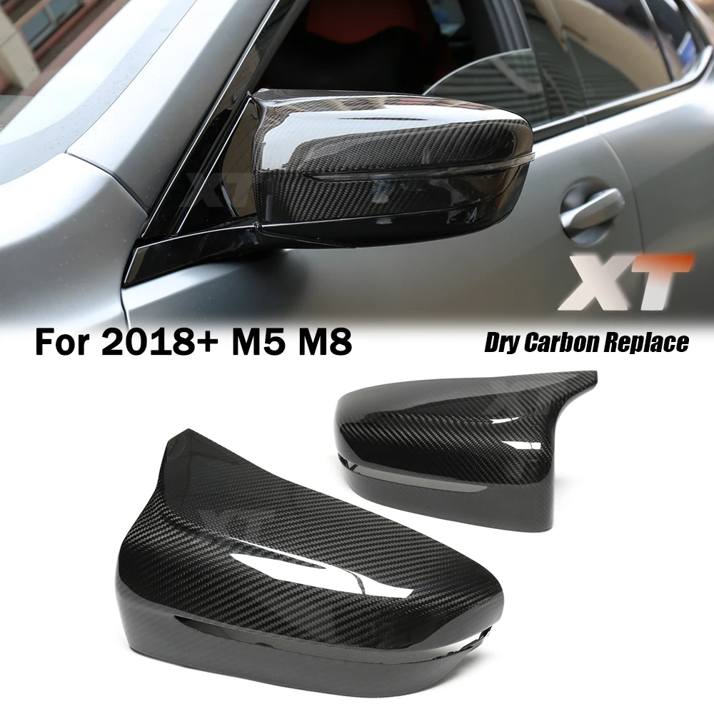 

Forged For 2018-23 BMW F90 M5 F91 F92 F93 M8 Real Dry Carbon Fiber Rear View Mirror Cover Side Caps Replacement Horns