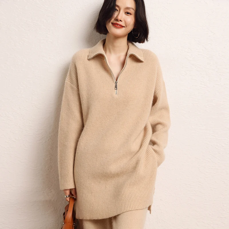 

Loose Women Sweaters 100% Goat Cashmere Knitted Leisure Long Pullovers Ladies Jumpers Clothes 2024 Autumn/Winter