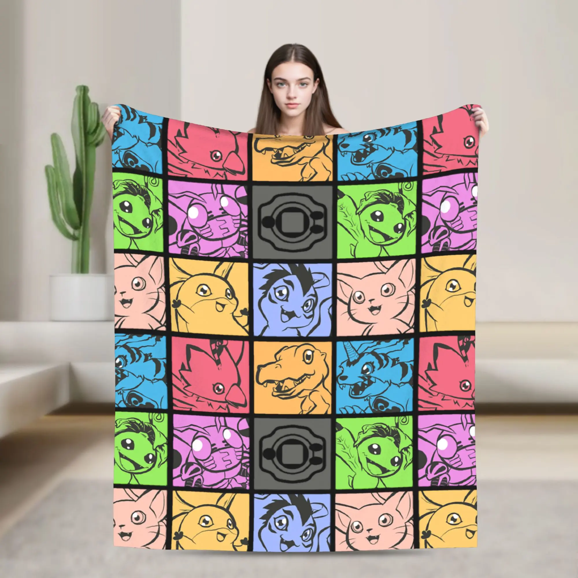 Anime Digital Monster Digimon Blankets Flannel  Winter  Portable Soft Throw Blanket for Bed Bedroom Rug Piece