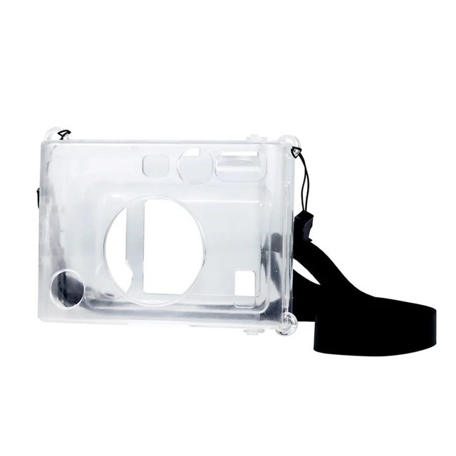 Przenośna przezroczysta futerał na aparat do aparatu Instax Mini EVO pyłoszczelna osłona ochronna praktyczna lekka obudowa z paskiem