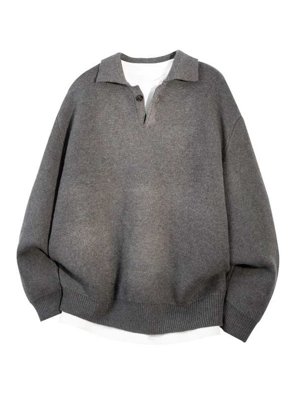 

Мужской вязаный свитер свободного кроя, однотонный, в американском стиле, модный, повседневный, удлиненный, осенний