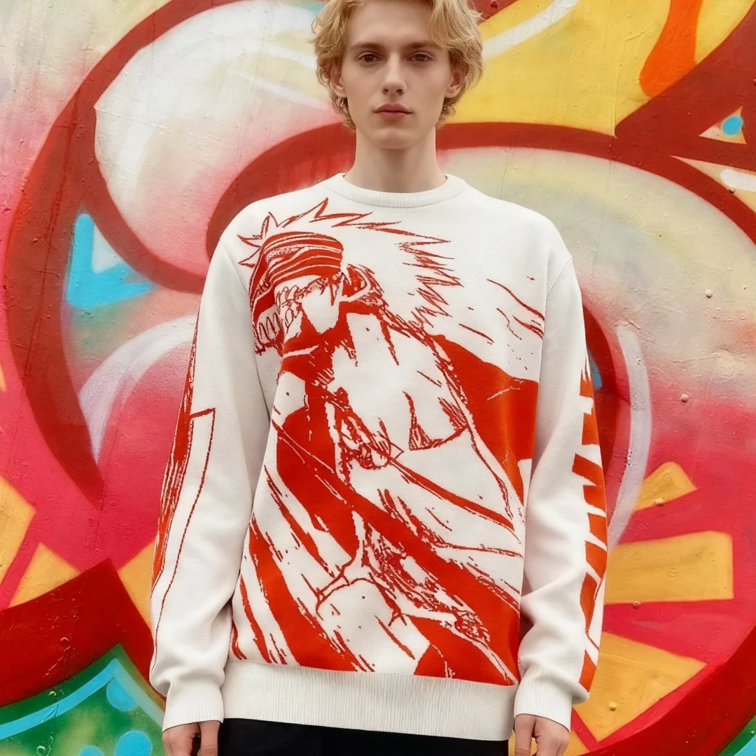 

Унисекс Y2K Harajuku Вязаный пуловер в стиле готика-панк | Весенняя уличная мода в стиле ретро в стиле хип-хоп с мультяшным принтом