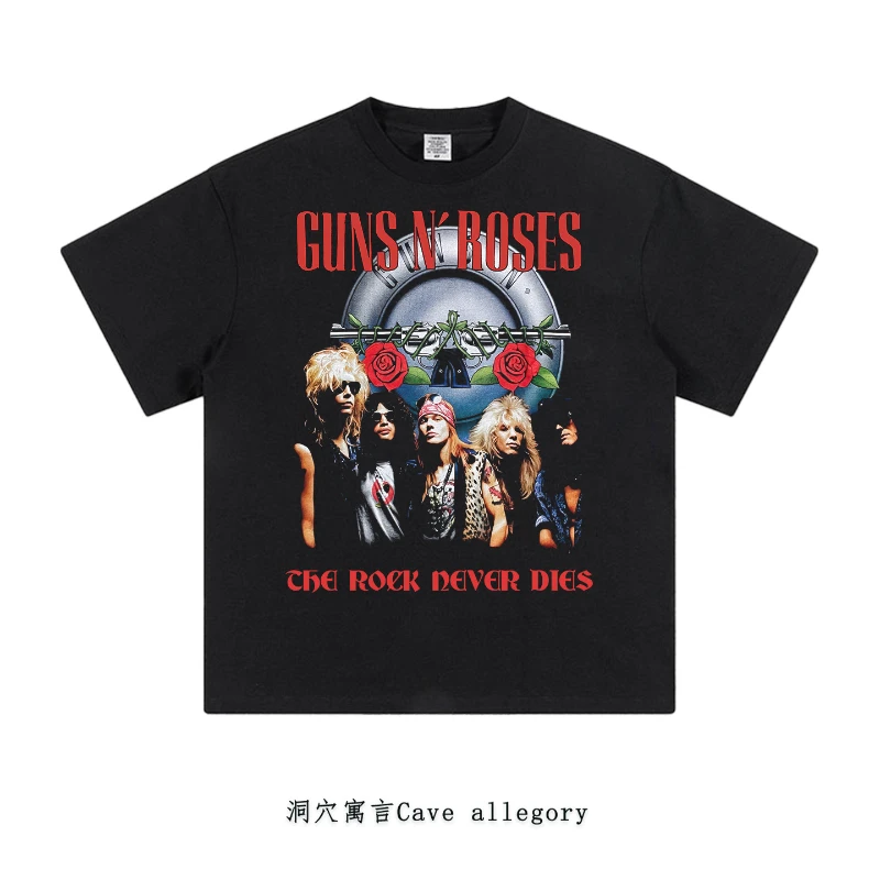 American Vintage Guns and Roses Rock Cotton Printed Short Sleeve T-Shirt - view 2