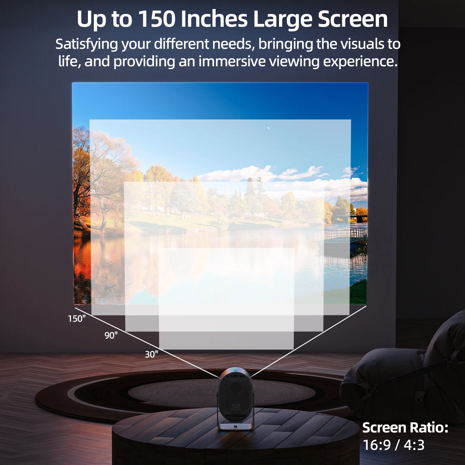 4K Android Wifi 6 Full Hd 720P HD Projector Semi-enclosed vertical PTZ projector 180ANS LED Portable 2.4G 5G with Remote Control