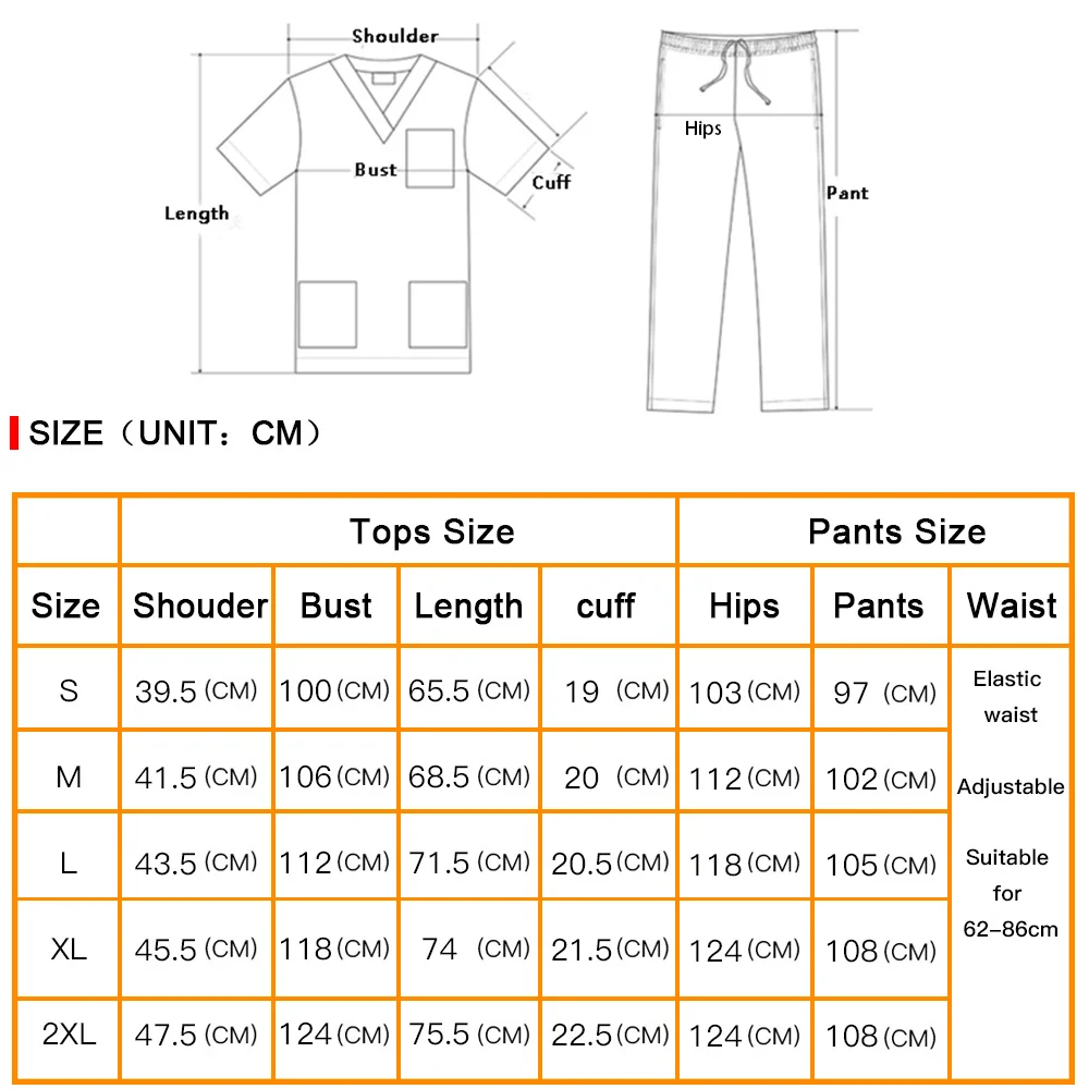 Wholesale Fashion Scrub Suits Dental Hospital Uniform Set Solid Color Unisex Surgical Gown Pocket V-neck Scrubs Sets for Women