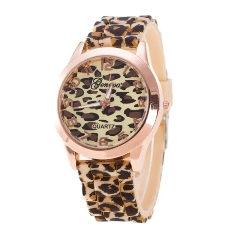 

New Fashion Casual Student Watch Leopard Print Color Quartz Watch Leopard Print Silicone Watch Simple Watches for Women