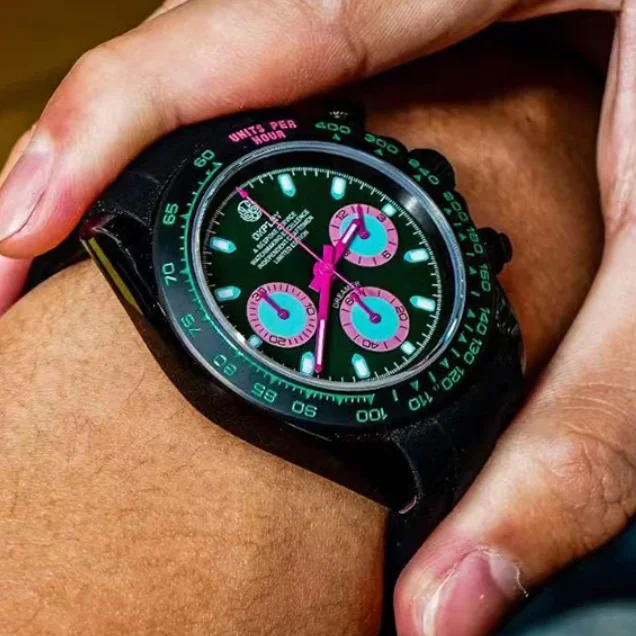 OKPLAY Men Chronograph Watch Pilot 39.5mm Quartz Wristwatch Sapphire Mirror 10ATM Waterproof VK63