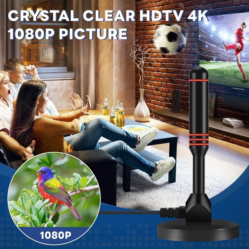 هوائي تلفاز رقمي مع إشارة ذكية ، داخلي ، تلفزيون عالي الدقة ، قنوات تلفاز 4K ، نطاق أميال ،