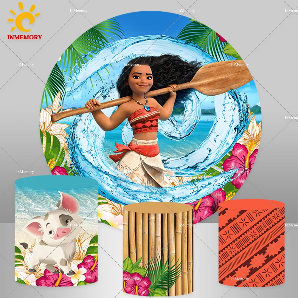 Круглый фон Моана для фотосъемки маленьких девочек на день рождения Круглый фон для фотосъемки цилиндрический пластиковый чехол Круглый фон Моана для фотосъемки маленьких девочек на день рождения Круглый фон для фотосъемки цилиндрический пластиковый чехол