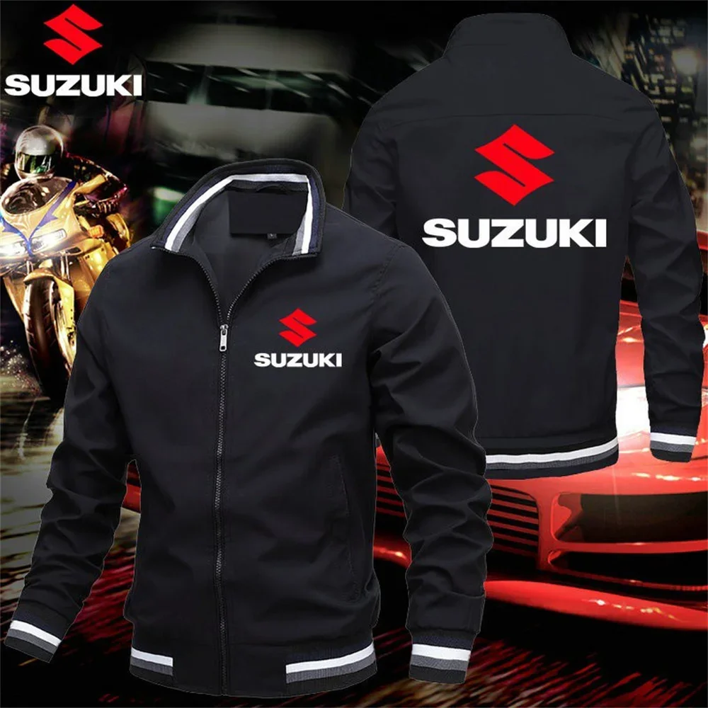 

Куртка-реплика команды Suzuki Motorcycle Team с воротником-стойкой, мужская повседневная куртка для активного отдыха, модная ветрозащитная куртка с принтом