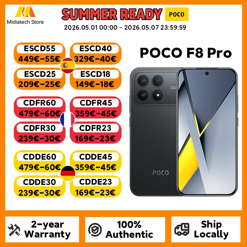 Versión Global POCO F8 Pro, Teléfono Inteligente con Procesador Snapdragon 8 Elite, Batería de 6210 mAh, HyperCharge de 100 W, Pantalla HyperRGB de 6.59 Pulgadas y 120 Hz