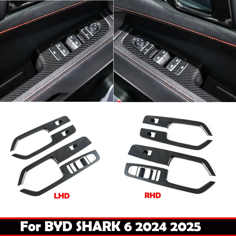 

ABAIWAI Lhd Rhd для Byd Shark 6 2024 2025 ABS из углеродного волокна, крышка переключателя подъема окна, панель управления подъемом стекла, интерьер