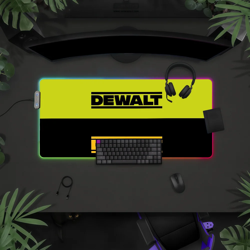 

Brand D-DeWalt Mouse Pad Waterproof RGB LED Light Colorful Game Keyboard Non-slip Cover Desk-mat Surface