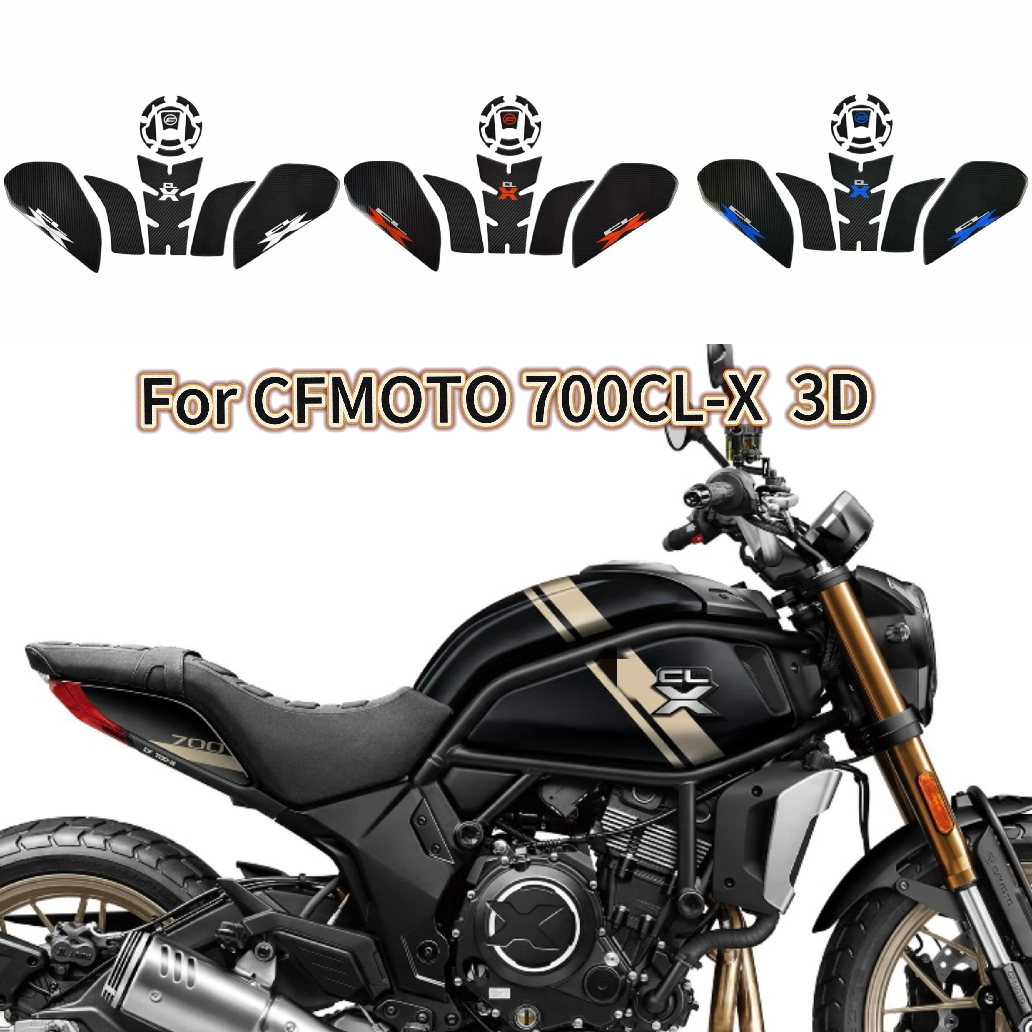 

for CFMOTO CLX700 700CL-X 700 CL-X CLX 700 motorcycle fuel tank sticker 3D carbon side decal