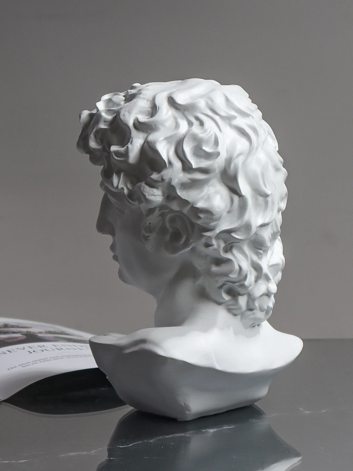 White David Head Sculpture Resin Figurine Sculpture Artwork Home Decorative Item for Bedroom, Living Room, and Study Desk