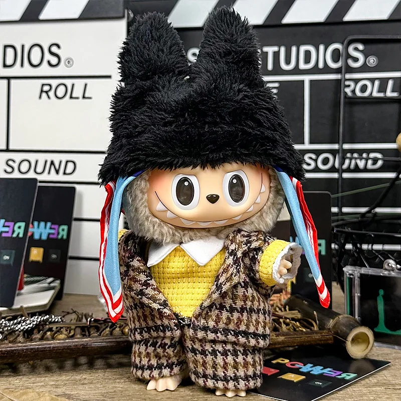 

Одежда для мини-кукол, подходит для V1V2V3 Labubu (15-17 см), аксессуары для одежды, же же, черная шляпа, комплект одежды в мелкую клетку (без куклы)