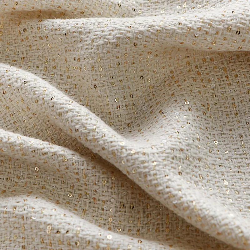 High quality tweed sewing Bead weaving patchwork coat handmade skirt blended fabric