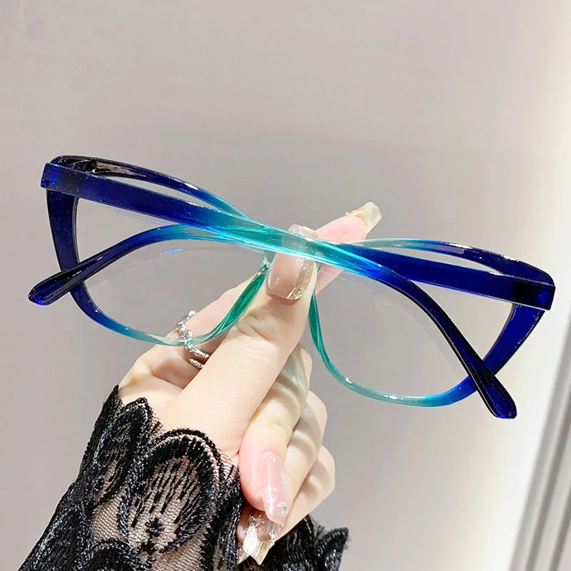Модные женские очки для близорукости, женские и мужские модные роскошные дизайнерские очки для близорукости, очки «кошачий глаз» с защитой от синего света для женщин