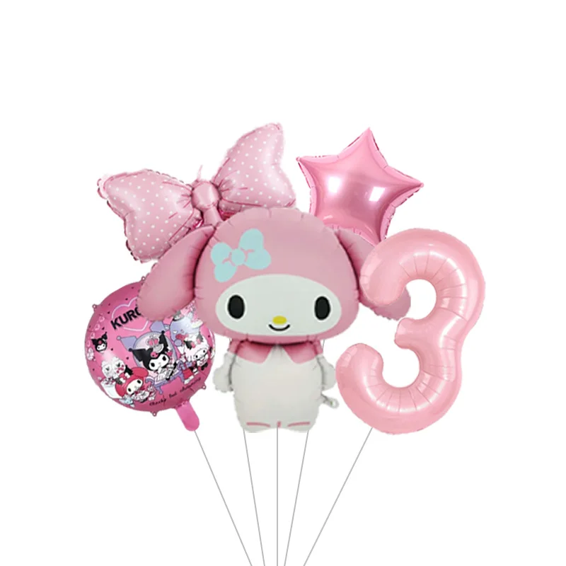 My Melody Rosa Cartoon-Charakter Mylar-Ballon Helium-Ballon für Mädchenparty Babyparty Wanddekoration – Detail 3