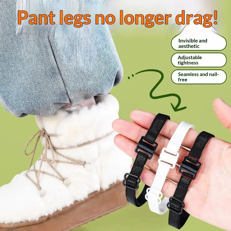 Leg Hem Tightening Straps 2Pcs Adjustable Elastic Reusable Pants Length Shortener for Hiking Jeans Trousers Outdoor