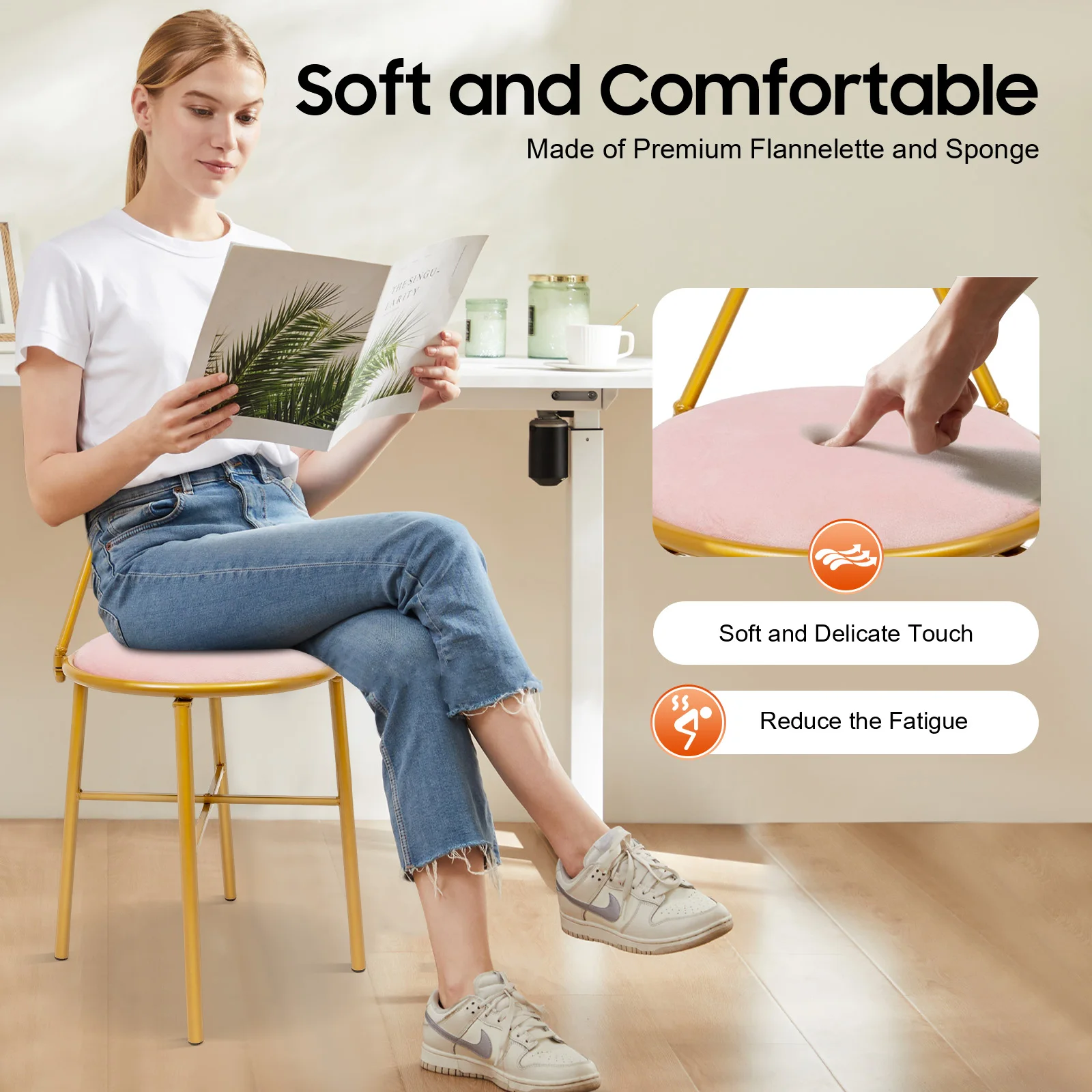 كرسي مسند ظهر وردي كرسي تزيين على شكل فراشة وردية مع وسادة من الفلانيل بإطار معدني كرسي زينة حديث مع فيونكة للفتيات