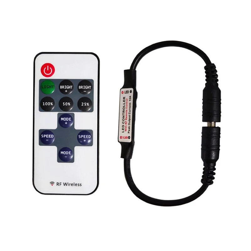 11-key Monochrome Mini RF Controller 5-24V Radio Frequency LED Dimmer Lamp Strip Controller With DC And USB Connector