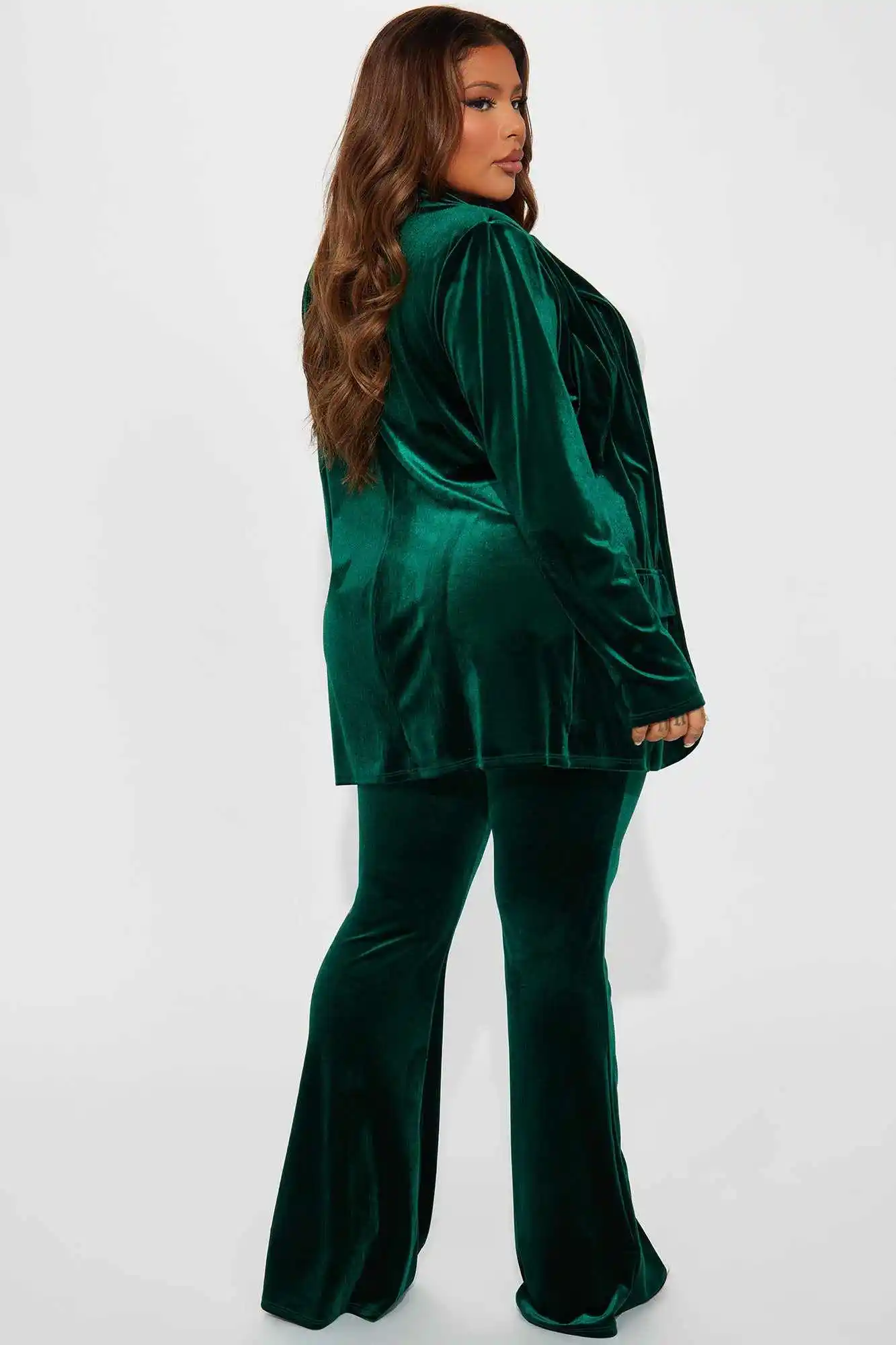 Green Velvet Women Pants Suits Birthday Party Guest Formal Wear Jacket Blazer 2 Pieces Custom Made