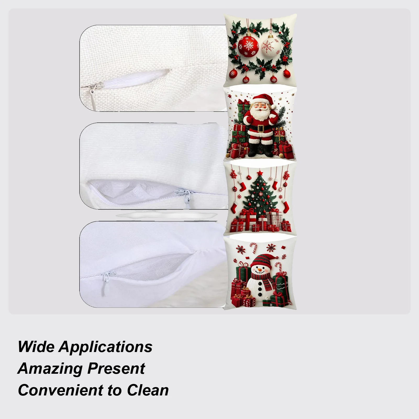4 Pieces 18x18 Inch Winter Christmas Pillowcase Decor Linen Plush Cartoon Snowman Printed Pillow Cover Christmas Decoration