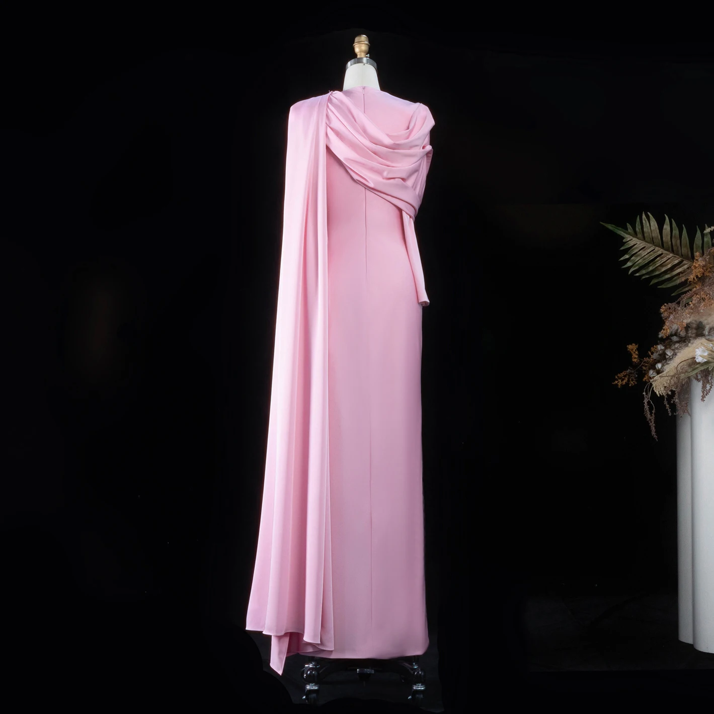 Sharon Said 2026 Arabic White Mermaid Evening Dress Arabic Dubai Cape Full Sleeves Wedding Party Gowns SF536 Customized image 6