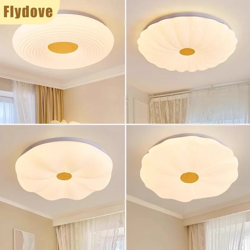 

Nordic Wood Bedroom Ceiling Light Creative Flower Cream Wind Full Spectrum Eye Protection Ceiling Lighting Decoration Fixture