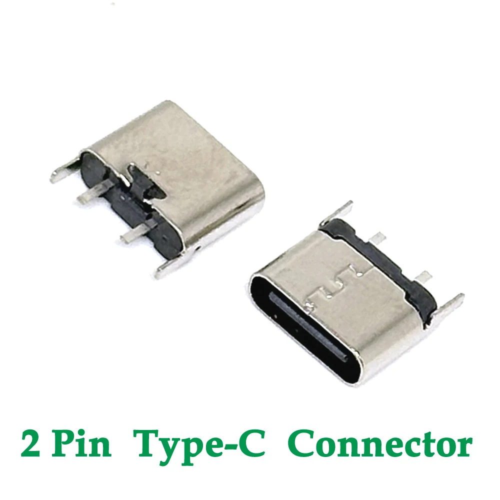 1-30Pcs 2Pin Type-C Horizontal 90 ° Plug-in Board Quick Charging Type-C Female USB Female Plug-in Connector