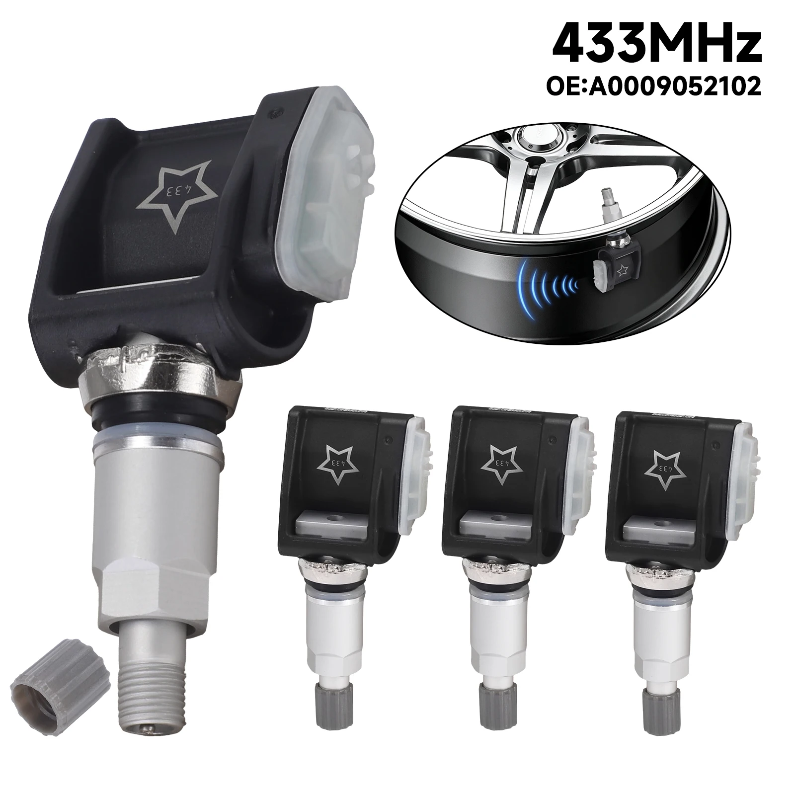 4CPS For BMW 5-Series G30 7-Series G11 BMW X3 X4 X6 X7 Mercedes-Benz A E G GLE-Class 433MHz TPMS SENSOR 36106887140 A0009052102