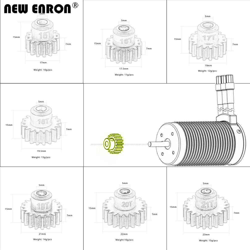 6491X الصلب والعتاد المحرك 15T 16T 17T 18T 19T 20T 21T 1.0M 5 مللي متر رمح ل RC سيارة Traxxas 1/5 XMaxx 8S 1/10 ERevo 2.0 MAXX زلاجة XRT #6