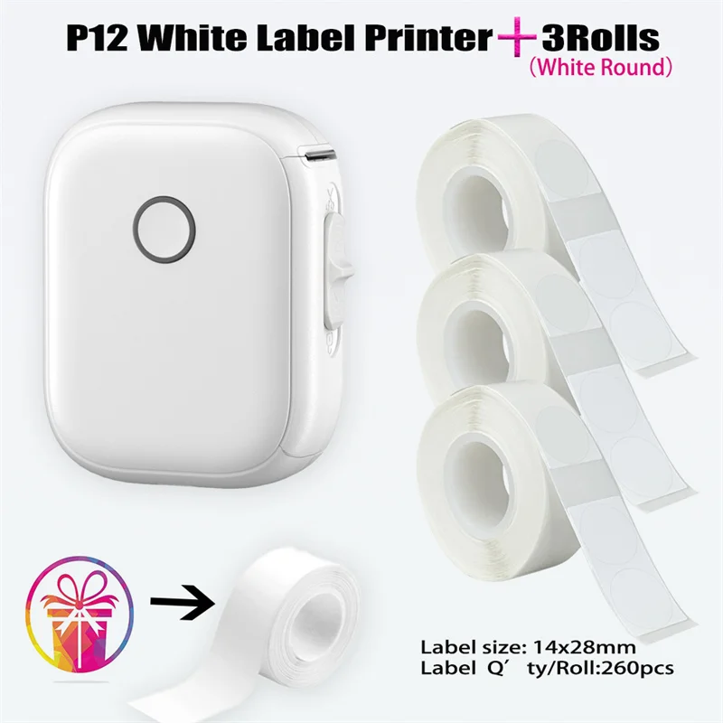 P12 mesin cetak Label termal Bluetooth, Printer Mini Label habis pakai pintar kreatif independen DIY