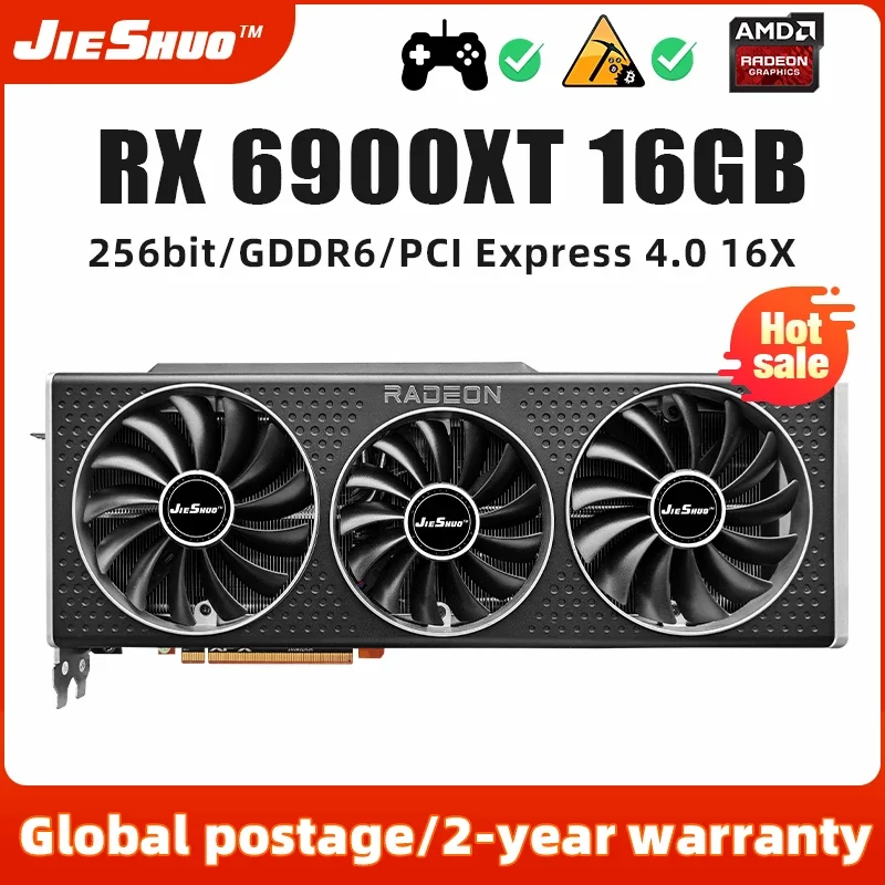 JIESHUO AMD Radcon RX 6900XT 16GB graphics GDDR6 256BIT Graphics RX 6900XT 16g PC Desktop Game Office (appearance sent randomly)