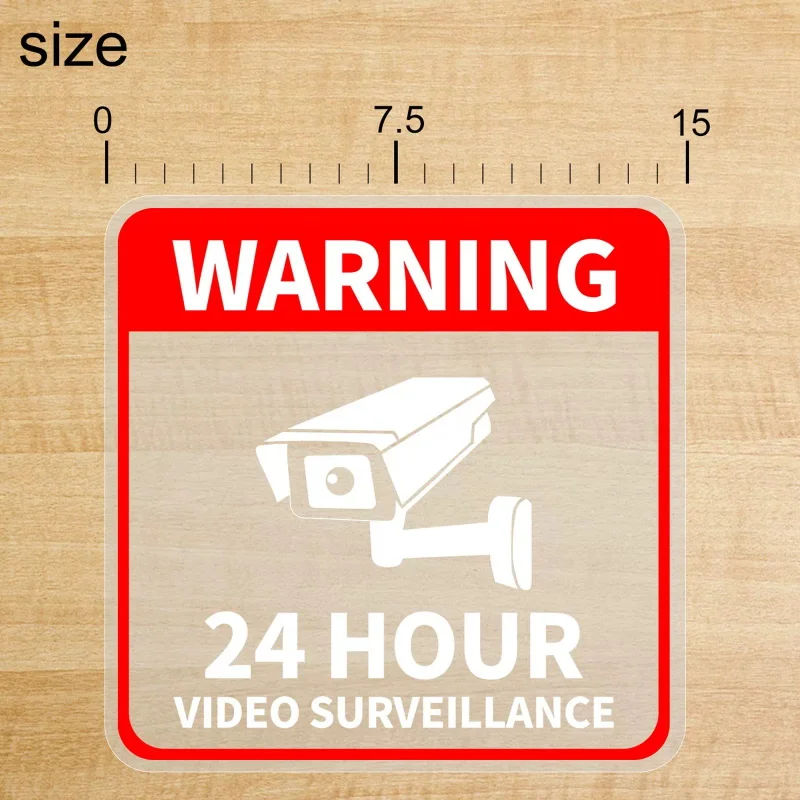 5/10Pcs/pack Waterproof Warning Security Sticker 24 Hour Video Surveillance Signs For Alarm Monitoring Fake Camera Accessories