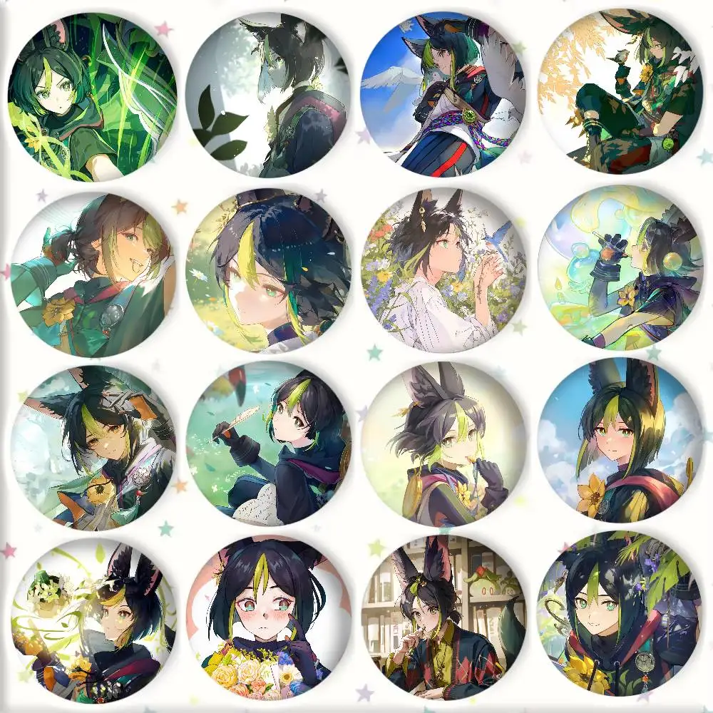 Anime-Gaming Genshin Impact Tighnari Abzeichen Runde Kunstbrosche Kleidung Rucksack Accessoires Reversnadel Laserh