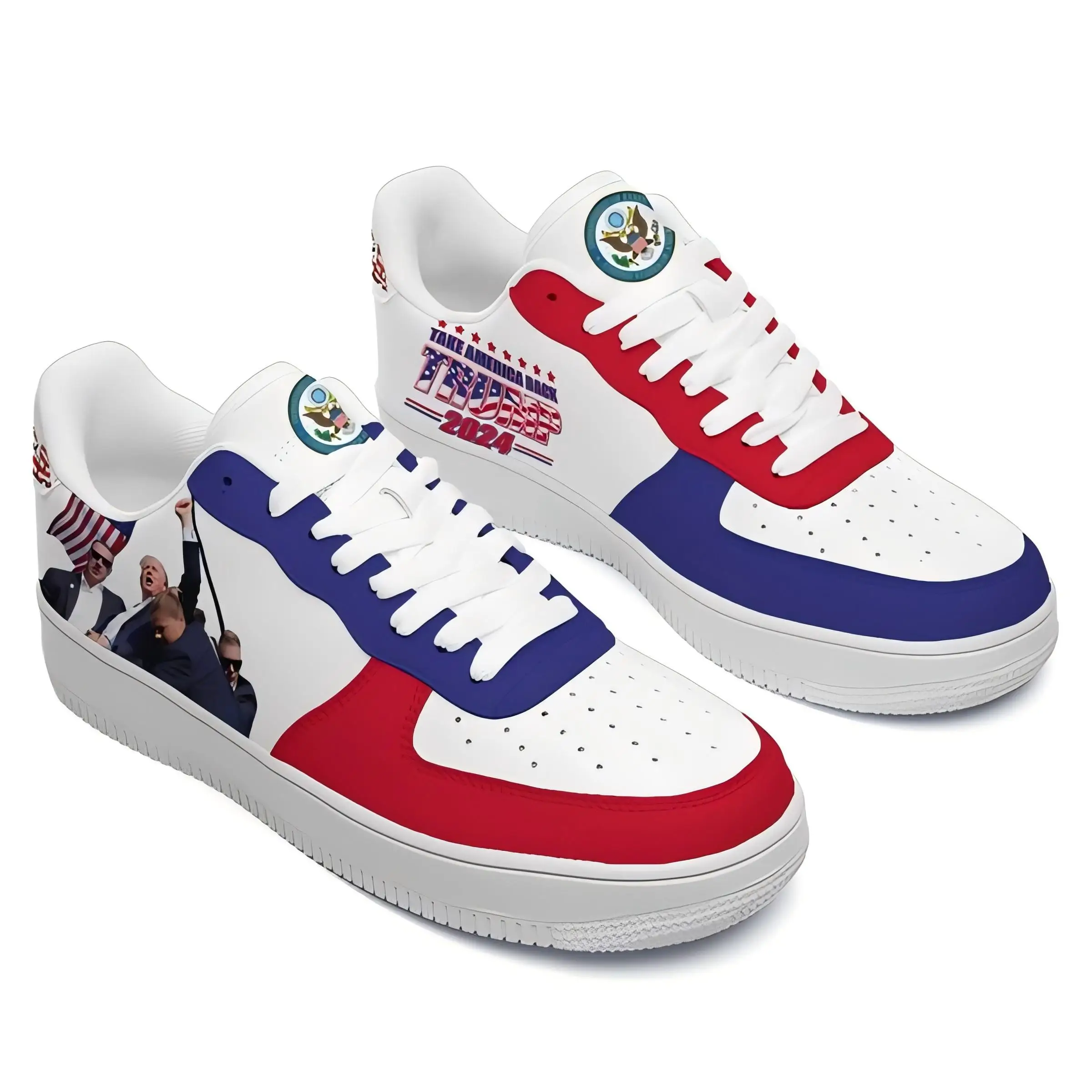 Dropshipping Print On Demand Custom Shoes Sneaker Trump 2024 Election Take America Back Air Force Design Free Shipping