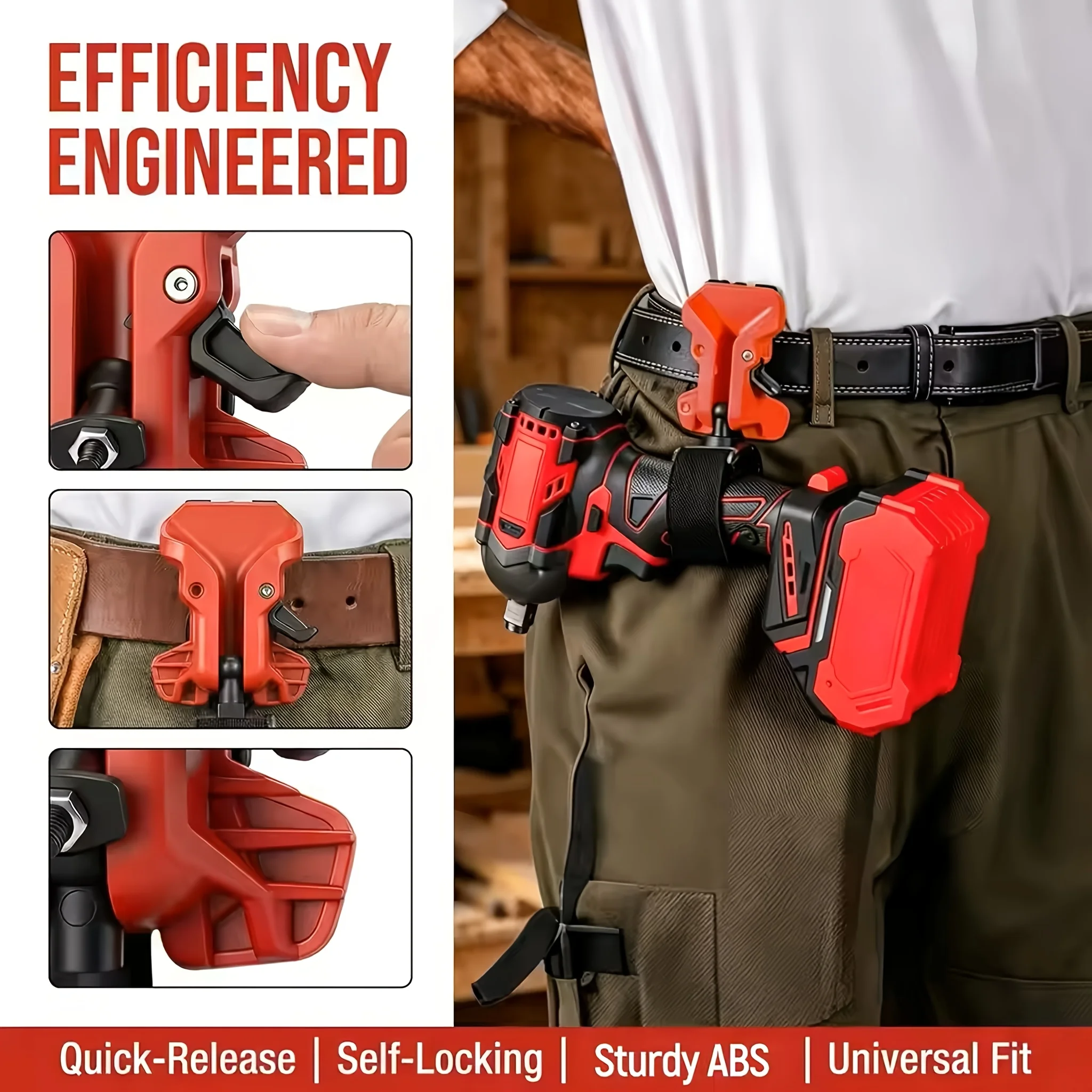Quick-Release Self-Locking Belt Hook for Power Tools, Self-Locking Device for Woodworking and Electrical Work